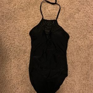 Black halter swimsuit